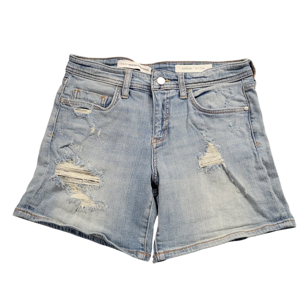 Pilcro and the Letterpress Hyphen Distressed Denim Shorts Light Wash Size 26